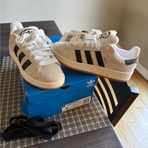 Adidas White and Black Striped Sneakers